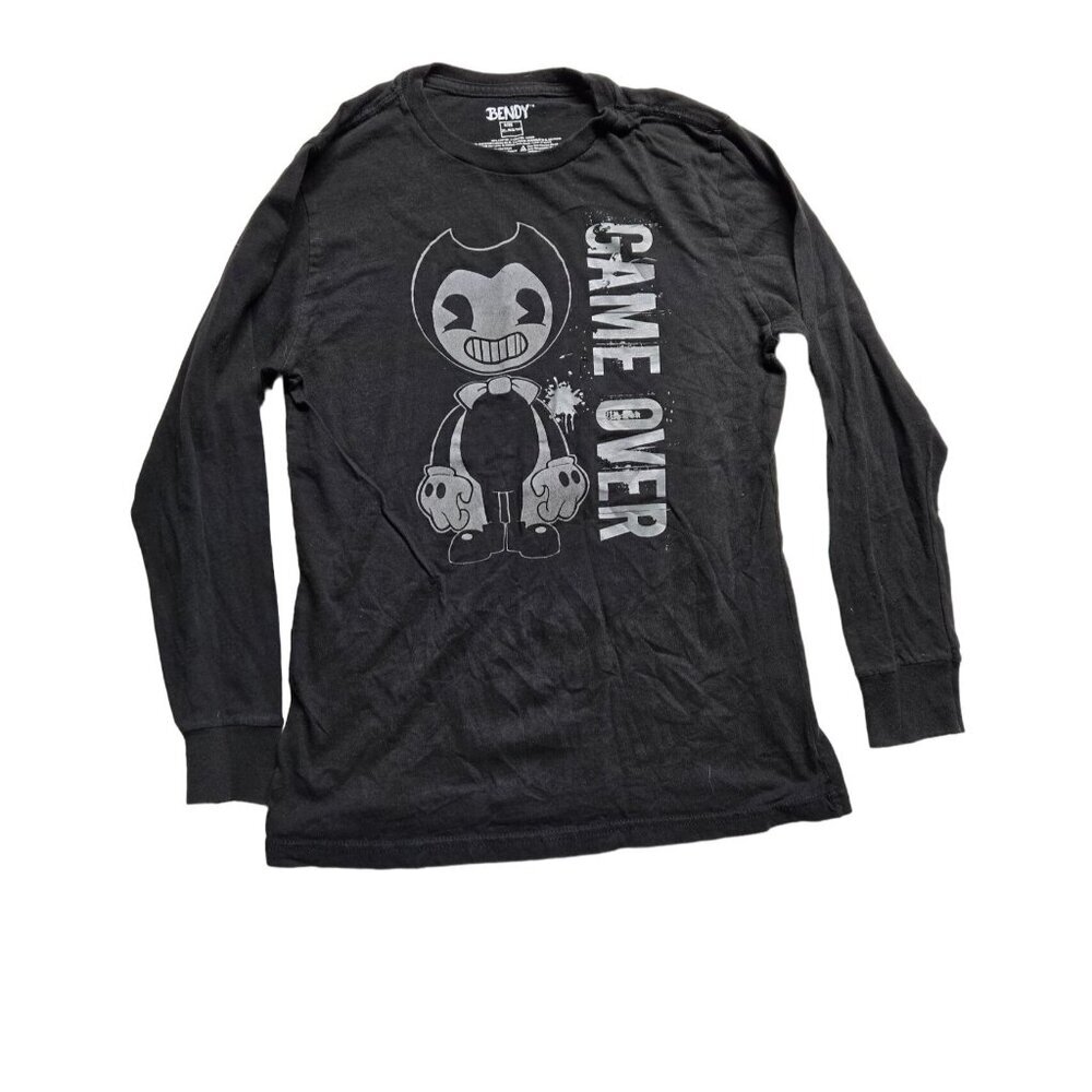 Bendy "Game Over" Black Long‎ Sleeve T-Shirt Youth Size XL